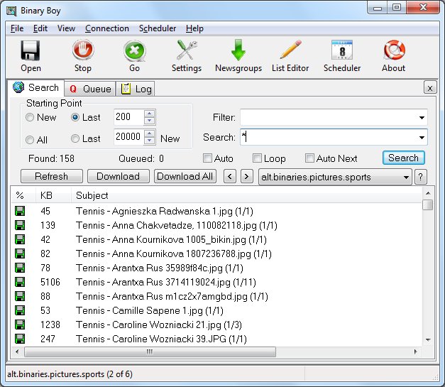 Usenet Radio screen shot.  Plays mp3 files from Usenet.