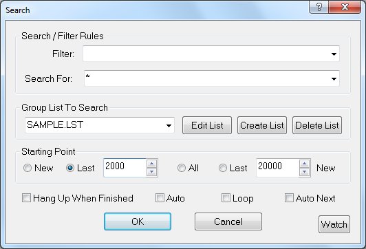 Screen shot of Search Dialog